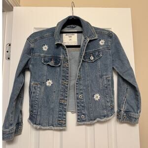 Abercrombie Kids Denim Jacket with Flower Decals Size 7/8